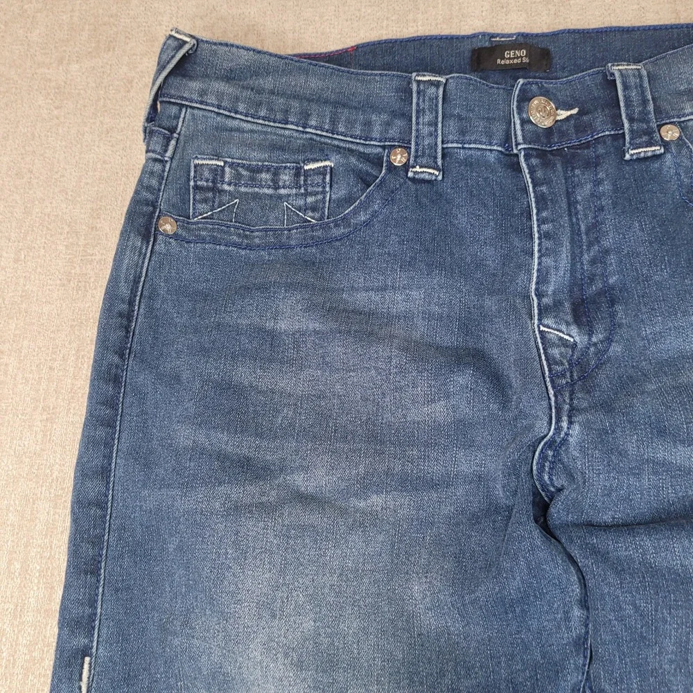 True Religion Geno Relaxed Slim Mens Jeans Blue Medium Wash Size 34